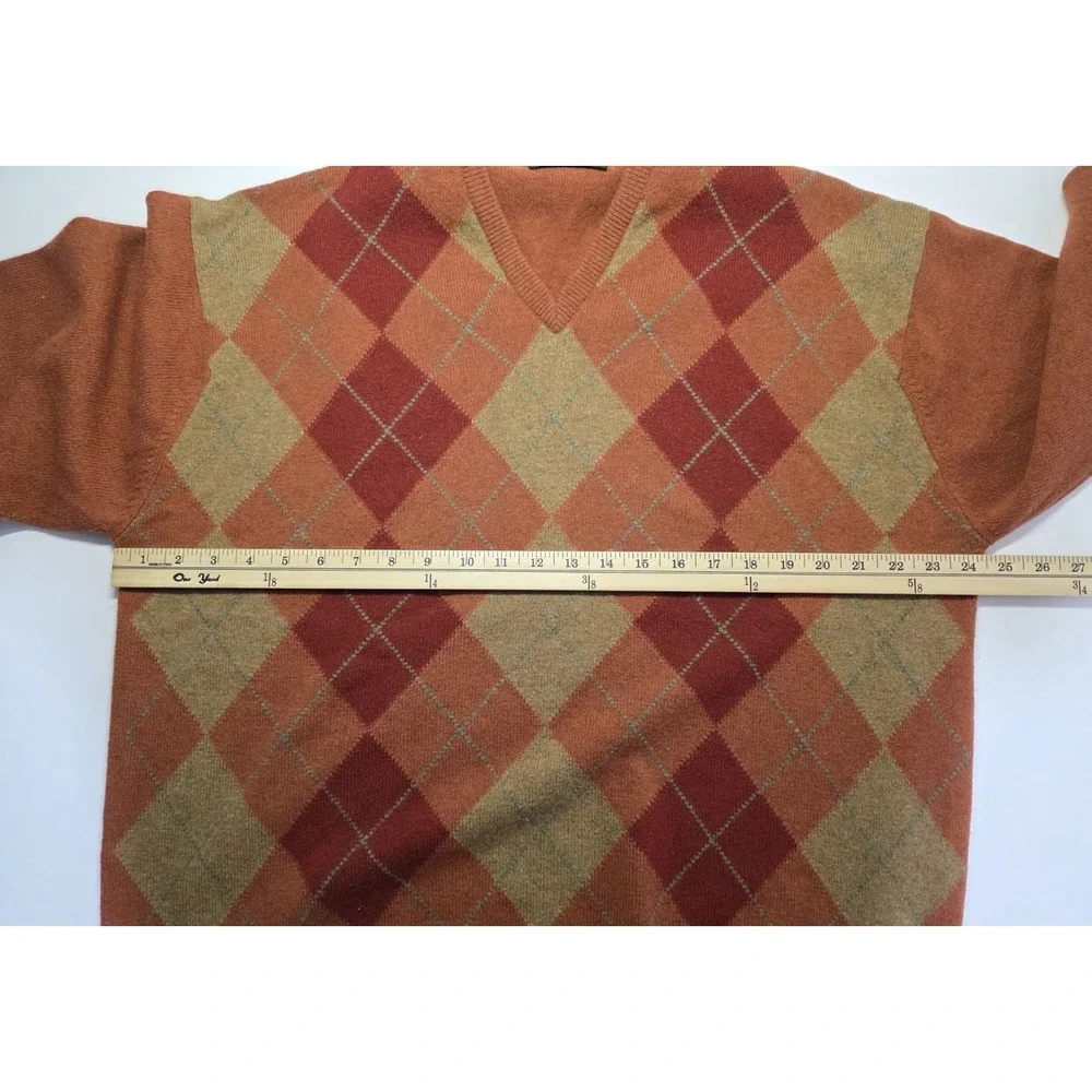 Rare Peter Scott Mens Size XL(44) Argyle Cashmere Sweater Carnoustine Golf Links